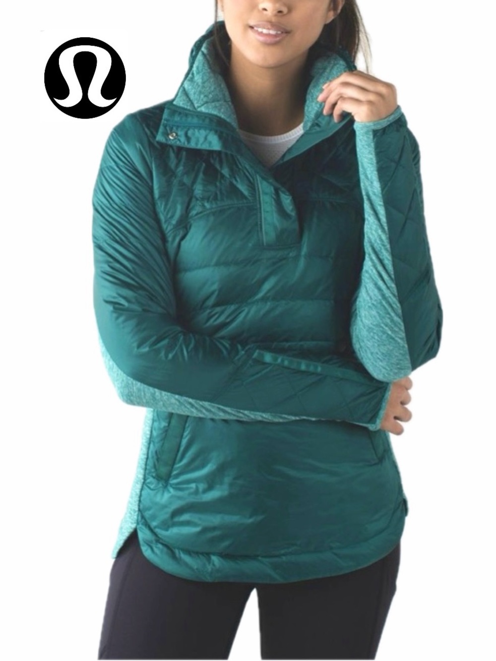 EUC! BEAUTIFUL! LULULEMON 🍋 Down for a Run Pullover Forage Teal Size 8